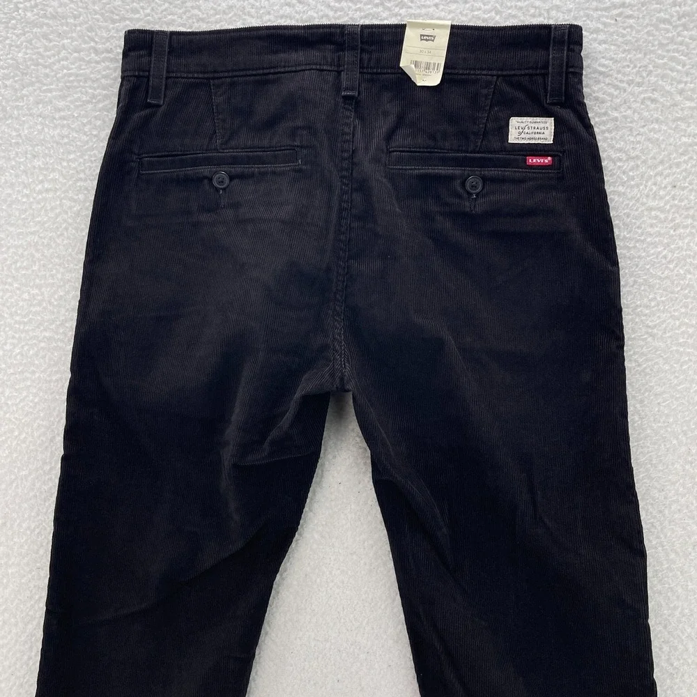 Levis Pants Mens 30x34 Black XX Chino Standard Taper Corduroy Pinwale Preppy NEW